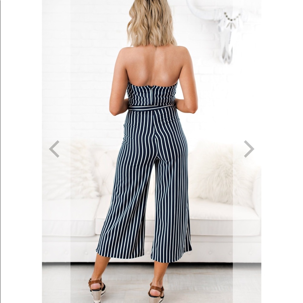 Navy stripped jumpsuit - Picture 2 of 3